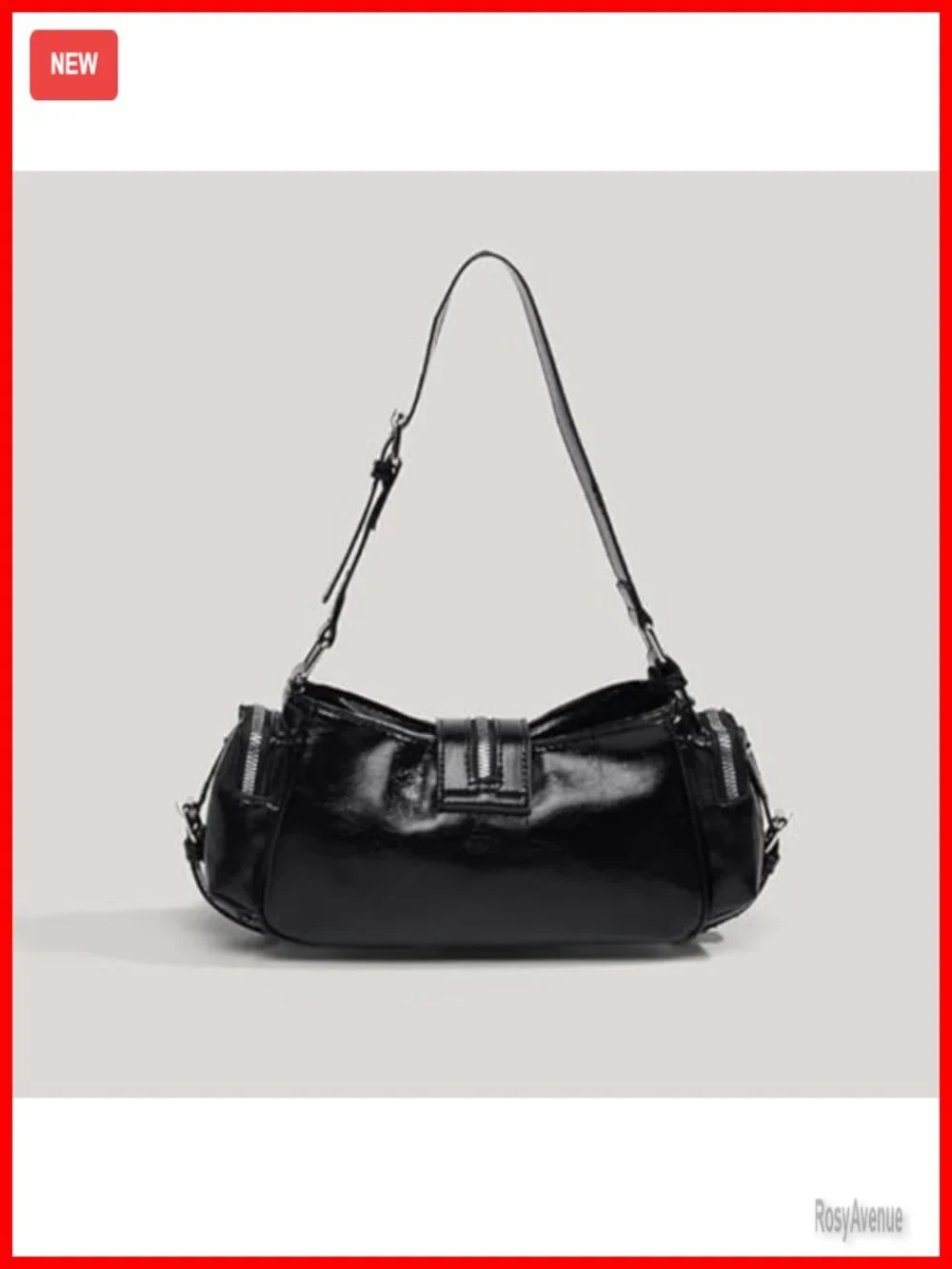 Women's Hobo Shoulder Bag Faux Leather Multi-Pocket Tote with Zipper Adjustable